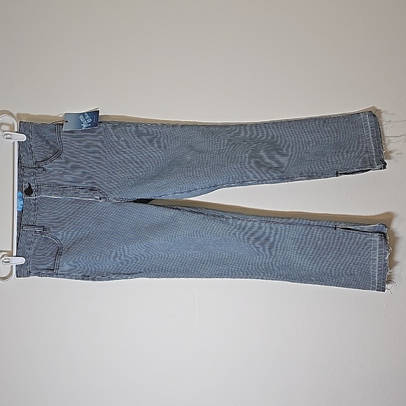 Show Me Your Mumu Blue Brooklyn Pants Jeans High Waist Pin Striped Cropped 30 - Picture 4 of 13